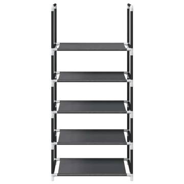 5-Tier Black Shoe Rack - Non-woven Fabric | Hipomarket UK