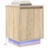 Sonoma Oak Bedside Cabinet with LED Lights - 38x34x50 cm