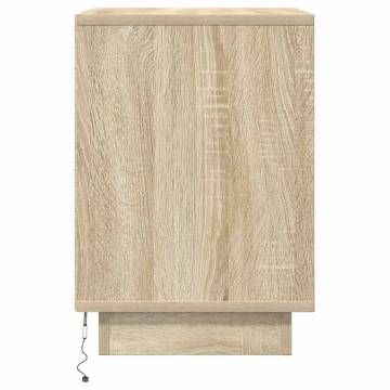 Sonoma Oak Bedside Cabinet with LED Lights - 38x34x50 cm