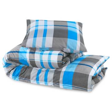 Blue and Grey Duvet Cover Set - 200x200 cm Cotton Bedding