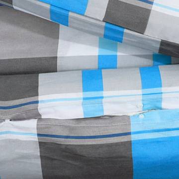 Blue and Grey Duvet Cover Set - 200x200 cm Cotton Bedding