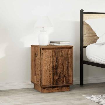 Bedside Cabinet with LED Lights - Old Wood | Hipomarket UK