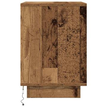 Bedside Cabinet with LED Lights - Old Wood | Hipomarket UK