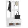 Stylish Hall Tree SANDENS White - Solid Pine Wood Storage Unit