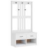 Stylish Hall Tree SANDENS White - Solid Pine Wood Storage Unit