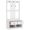 Stylish Hall Tree SANDENS White - Solid Pine Wood Storage Unit