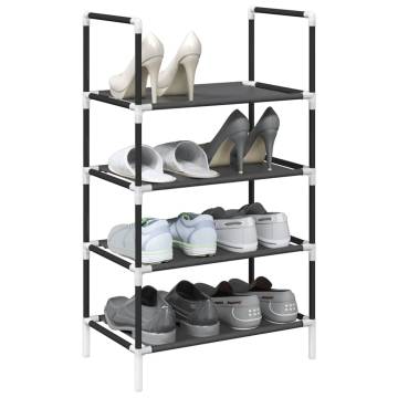 4-Tier Black Shoe Rack - Non-woven Fabric | HipoMarket