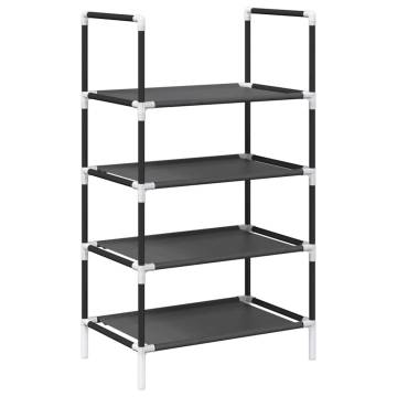 4-Tier Black Shoe Rack - Non-woven Fabric | HipoMarket