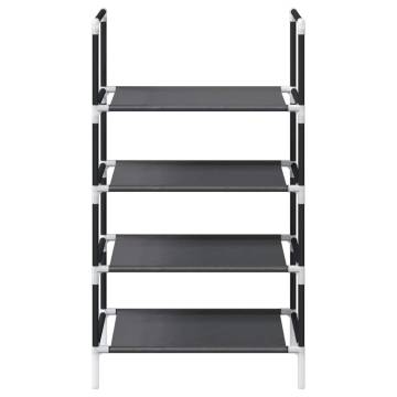 4-Tier Black Shoe Rack - Non-woven Fabric | HipoMarket