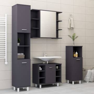 Stylish Grey Bathroom Cabinet | 30x30x95 cm | Hipomarket