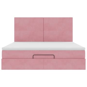 Ottoman Bed with Mattresses Pink 160x200cm Velvet | HipoMarket