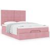  Ottoman Bed with Mattresses Pink 140x200cm Velvet Colour pink Size 140 x 200 cm Model block with squares 