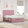 Ottoman Bed with Mattresses - Pink Velvet 140x200cm | HipoMarket