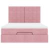 Ottoman Bed with Mattresses - Pink Velvet 140x200cm | HipoMarket