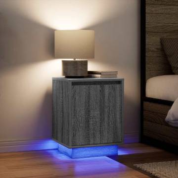 LED Bedside Cabinet Grey Sonoma - Stylish & Functional