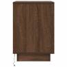 Stylish Bedside Cabinet with LED Lights - Brown Oak 38x34cm