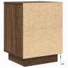 Stylish Bedside Cabinet with LED Lights - Brown Oak 38x34cm