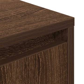 Stylish Bedside Cabinet with LED Lights - Brown Oak 38x34cm