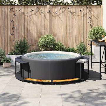 Stylish Hot Tub Surround with Storage & Wooden Step - Black