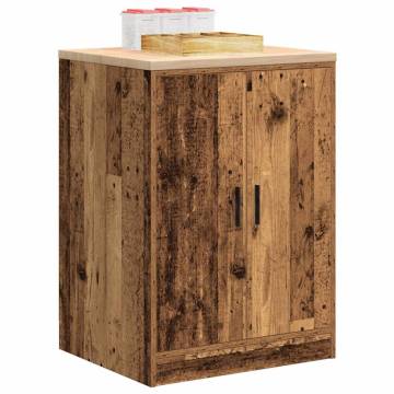 Old Wood Garage Storage Cabinet - 60x51x85 cm Solid Pine