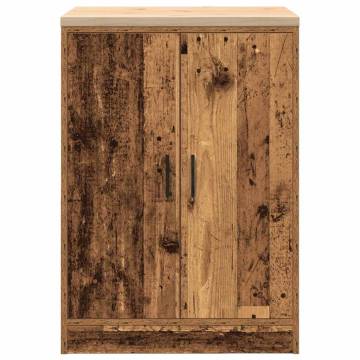 Old Wood Garage Storage Cabinet - 60x51x85 cm Solid Pine