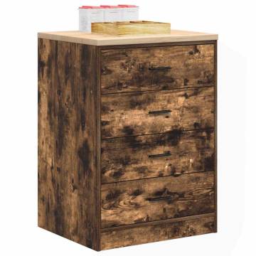 Garage Storage Cabinet Smoked Oak - Solid Wood Pine - 60x51x85 cm