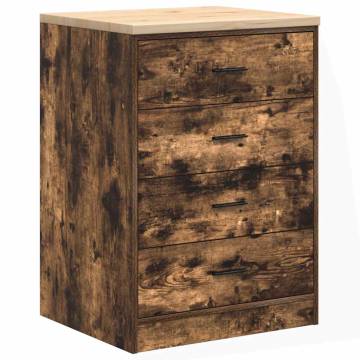 Garage Storage Cabinet Smoked Oak - Solid Wood Pine - 60x51x85 cm