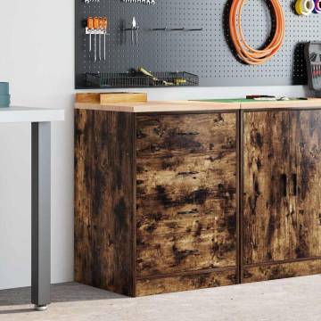 Garage Storage Cabinet Smoked Oak - Solid Wood Pine - 60x51x85 cm