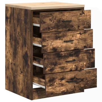 Garage Storage Cabinet Smoked Oak - Solid Wood Pine - 60x51x85 cm