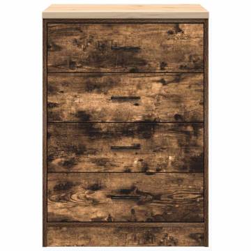 Garage Storage Cabinet Smoked Oak - Solid Wood Pine - 60x51x85 cm