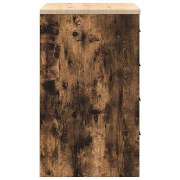 Garage Storage Cabinet Smoked Oak - Solid Wood Pine - 60x51x85 cm