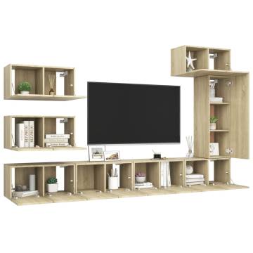 8 Piece TV Cabinet Set - Sonoma Oak Engineered Wood | HipoMarket