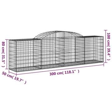 Arched Gabion Baskets 17 pcs | Galvanised Iron Garden Barriers