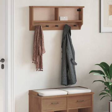 Wall-mounted Coat Rack SANDNES - Solid Pine Wood | HipoMarket UK