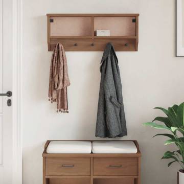 Wall-mounted Coat Rack SANDNES - Solid Pine Wood | HipoMarket UK