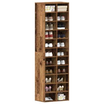 Elegant Shoe Cabinet in Old Wood - 54x34x183 cm