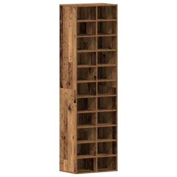 Elegant Shoe Cabinet in Old Wood - 54x34x183 cm