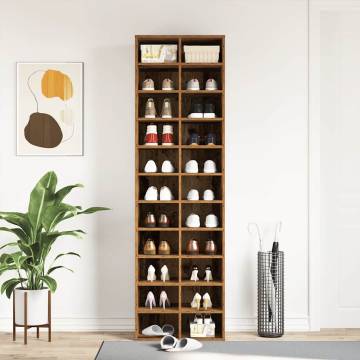 Elegant Shoe Cabinet in Old Wood - 54x34x183 cm