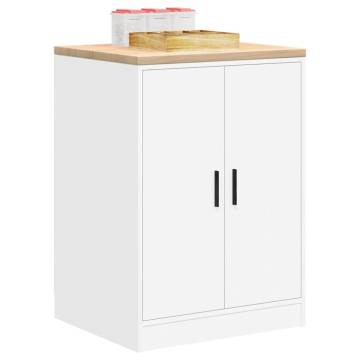 Garage Storage Cabinet White 60x51 cm - Solid Wood Pine