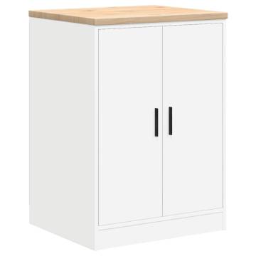 Garage Storage Cabinet White 60x51 cm - Solid Wood Pine