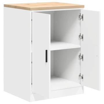 Garage Storage Cabinet White 60x51 cm - Solid Wood Pine