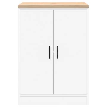 Garage Storage Cabinet White 60x51 cm - Solid Wood Pine