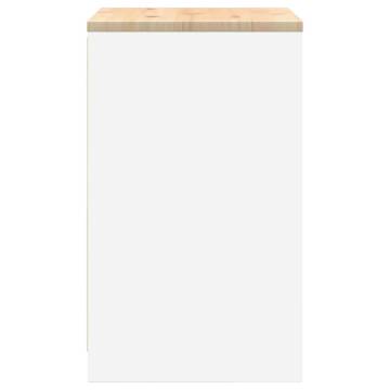 Garage Storage Cabinet White 60x51 cm - Solid Wood Pine