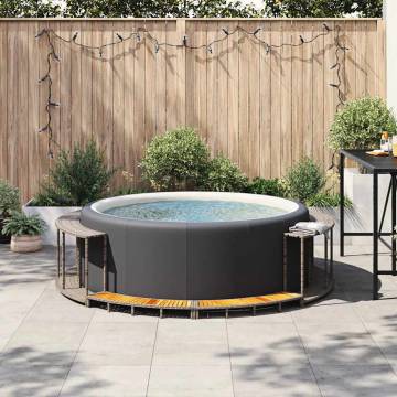 Stylish Hot Tub Surround with Storage and Step - Grey Poly Rattan