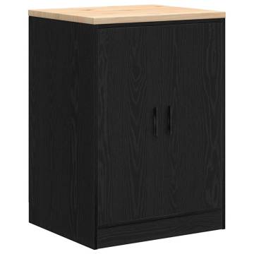 Garage Storage Cabinet Black - Solid Wood Pine 60x51x85 cm