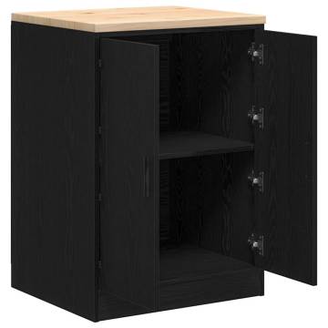 Garage Storage Cabinet Black - Solid Wood Pine 60x51x85 cm