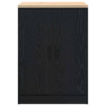 Garage Storage Cabinet Black - Solid Wood Pine 60x51x85 cm