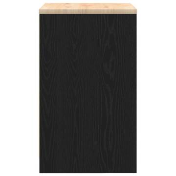 Garage Storage Cabinet Black - Solid Wood Pine 60x51x85 cm