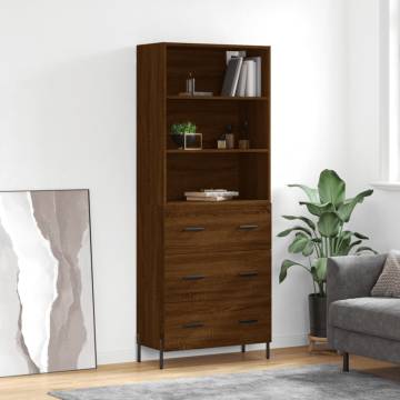 Elegant Highboard Brown Oak - 69.5x34x180 cm | HipoMarket UK