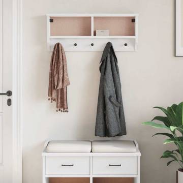 Wall-mounted Coat Rack SANDNES White | Solid Pine Storage